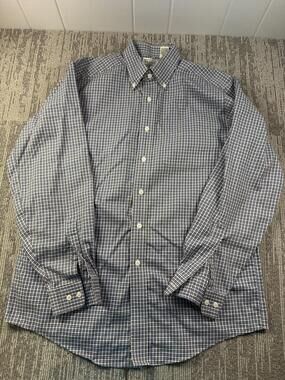 L.L. Bean Shirt Mens Medium Blue Check Long Sleeve Button Down Casual Woven